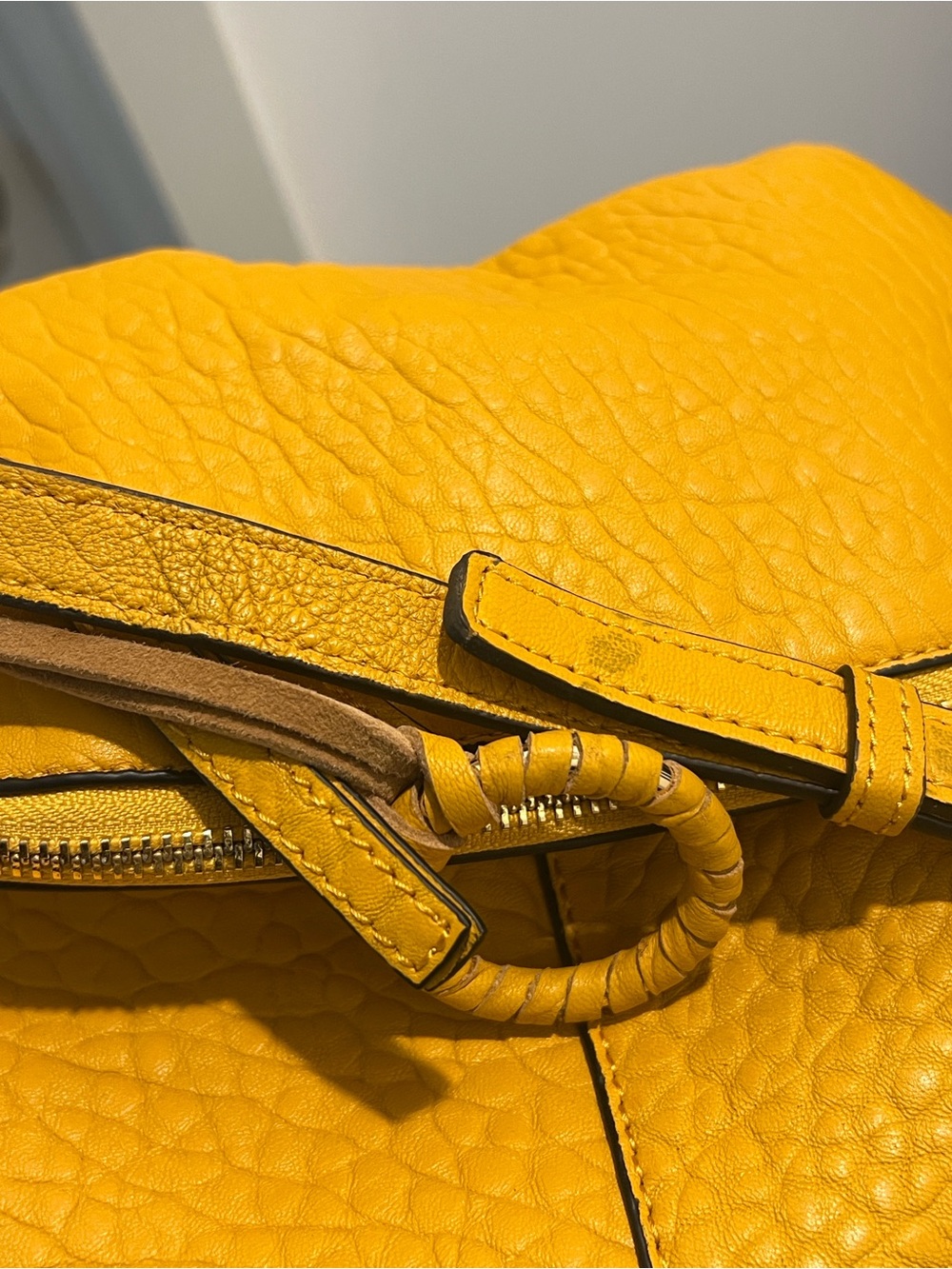 Vince Camuto Mustard Pebbled Leather Crossbody - Picture 8 of 9